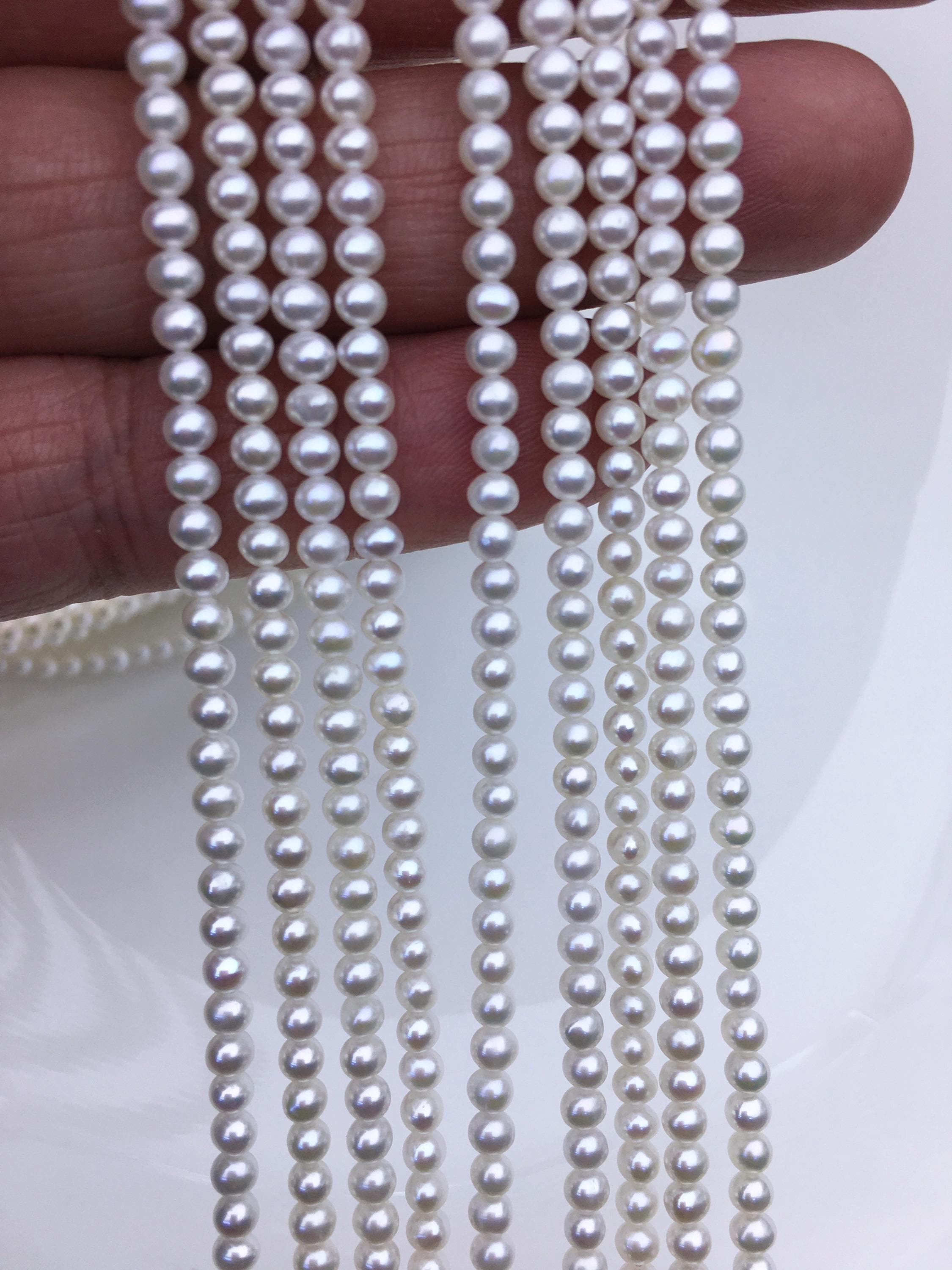 【正規品質保証】 3-3.5mm AAA White Round Pearls,white Freshwater Round Near ボール