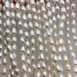 High Luster!32inches AA+ 7mm white rice oval pearl Necklace,Wedding Necklace, Love, Mothers Day,Happiness,wholesale,NPN1-T32
