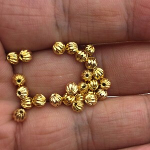 50pcs 4mm Yellow Gold Round Gold Beads,copper plated 18k solid gold,AAL-003-8