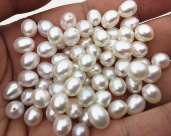 10pcs High Luster!AAA+ 6.3-7.3mm*7.5-8mm white oval freshwater pearls, oval pearl for earrings,dangle pearl earrings,LR7-3A-8