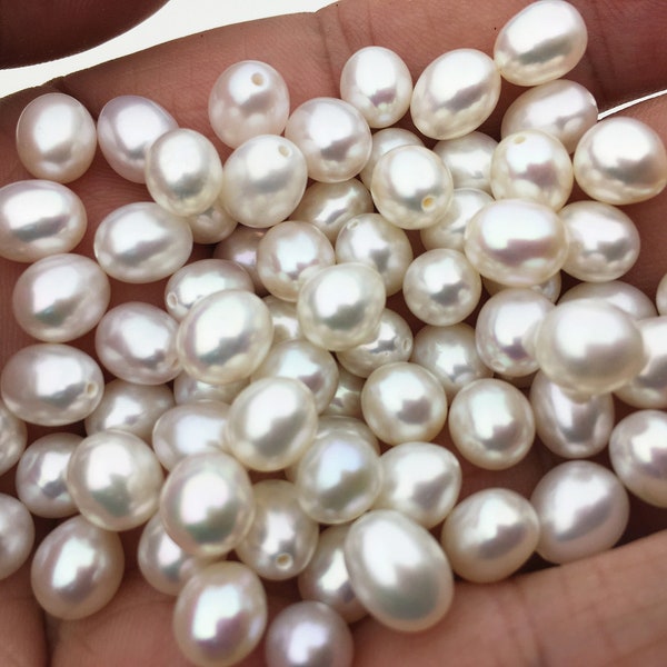 10pcs High Luster!AAA+ 6.3-7.3mm*7.5-8mm white oval freshwater pearls, oval pearl for earrings,dangle pearl earrings,LR7-3A-8