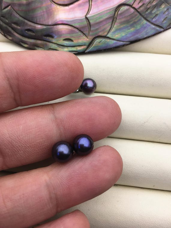 【BLACKPURPLE】23FW★ pearl midnight earrings pearlJP_black_tahitian_pearl_s