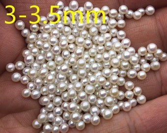 10pcs AAA 3-3.5mm white seed pearl bead,small pearls,tiny pearl supply,no hole,half drilled,RP3-3A-1