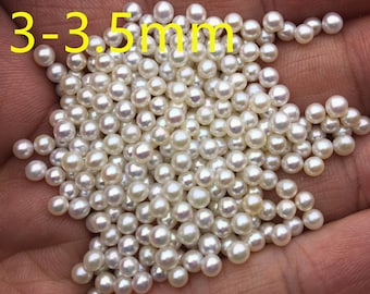 10pcs AAA 3-3.5mm white seed pearl bead,small pearls,tiny pearl supply,no hole,half drilled,RP3-3A-1