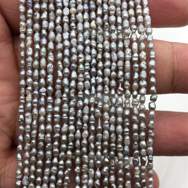 AA 2-2.5mm * 3-3.5mm gray rice freshwater pearls,oval loose pearl beads,diy pearl,genuine pearl,Cultured pearl,diy pearl beads,LR2-2A-20