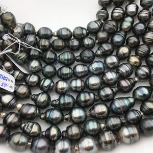 15pcs 11-13mm 2.2mm large hole Black Green Drop tahitian pearl,TH12-2A-13-14