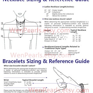 Pode incluir: Um guia para o tamanho de colares e pulseiras, com ilustra&ccedil;&otilde;es de um pesco&ccedil;o de mulher e uma m&atilde;o usando uma pulseira. O guia inclui medidas em polegadas para diferentes comprimentos de colar, como gargantilha, clav&iacute;cula e abaixo do decote. Tamb&eacute;m fornece comprimentos t&iacute;picos de pulseira para diferentes tamanhos de pulso, incluindo crian&ccedil;a pequena/adulto pequeno, adulto m&eacute;dio e adulto grande.