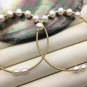 7&#39;&#39; AA+ white color pearl handmade bangle bracelet, B8-055-7