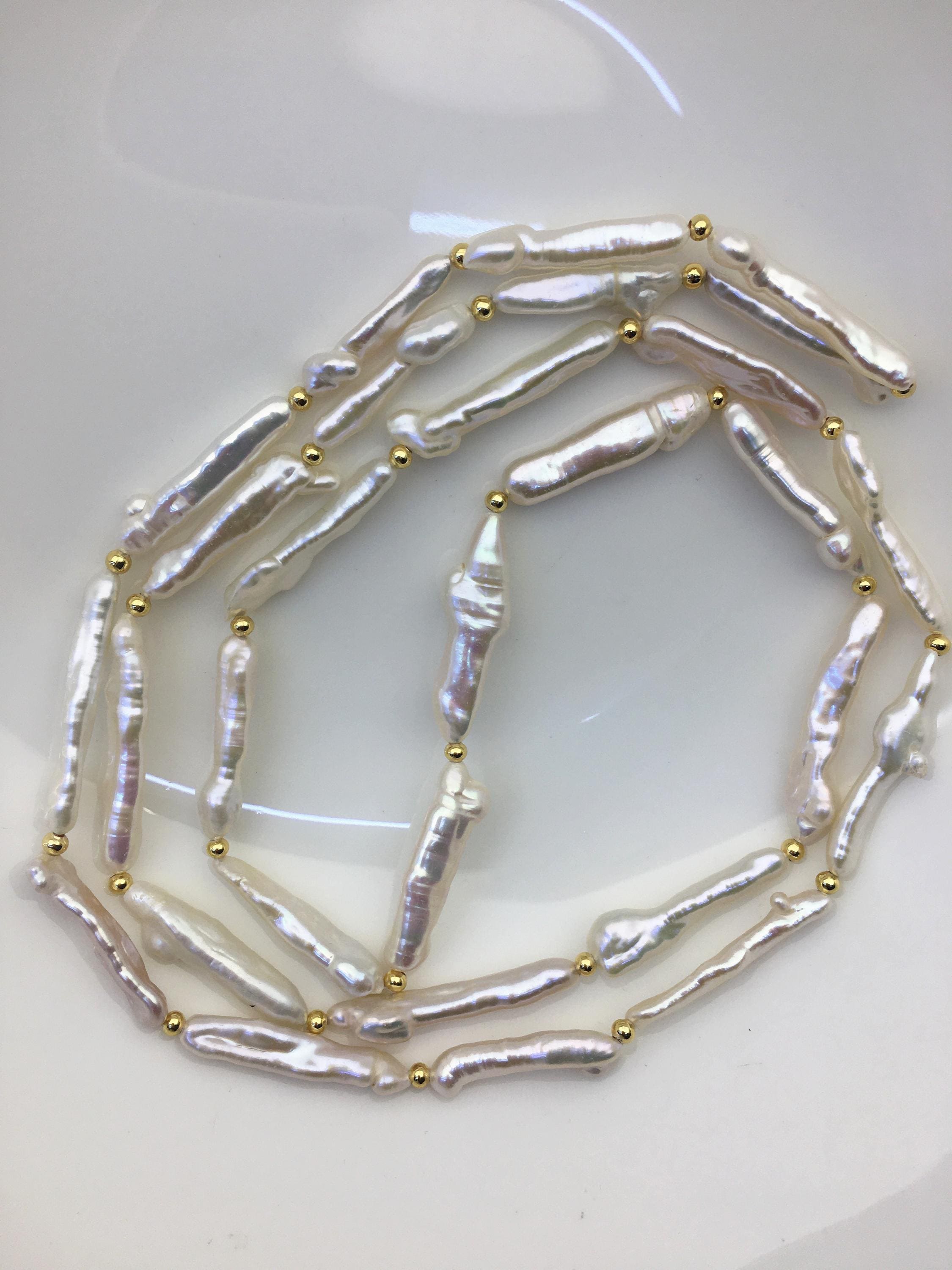 Collana Di Perle D'acqua Dolce Lavanda Biwa, 18 Pollici, Con Fermaglio In Oro Bianco, Gioielli Fatti A Mano