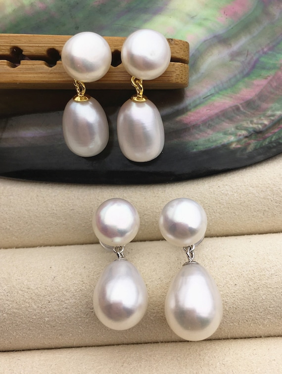 Round pearl earrings online