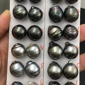 1 pair 14-15mm gray green Drop tahitian pearl pair,for make dangle tahitian pearl earrings,TH11-2A-1-4
