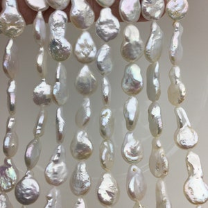 AA 11-12mm White Tail Drop Coin freshwater pearls,diy bead,COIN12-2A-2-23