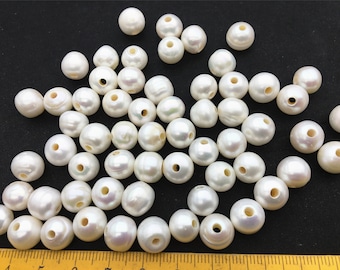 20 perlas redondas de agua dulce AA+ de 10,5-11 mm, color blanco, con agujero grande de 2,2 mm, perlas Rondelle, perlas de agua dulce sueltas, SM10-2A-9
