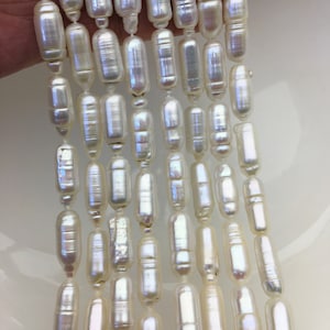 AA+ 7-8x16-20mm White Cylinder Shape Freshwater Pearl,one full strand,wholesale,ZS-103-18-3