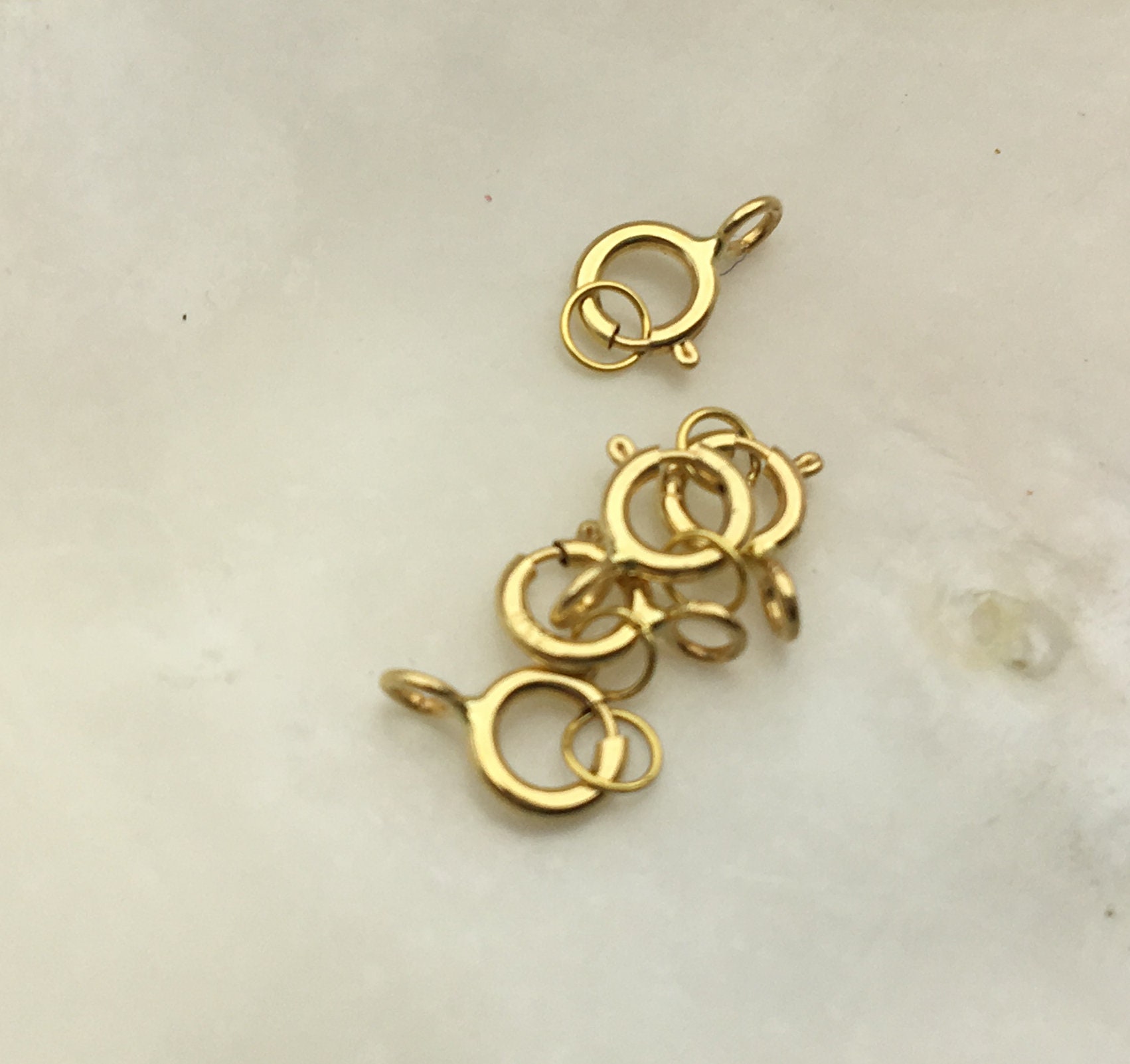 18k Solid Yellow Gold Set 4.5mm Spring Ring With 2.8 Mm Closed Jump ...