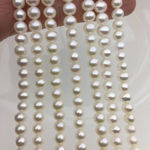 AAA 5-6mm white near round freshwater pearls,white freshwater round loose pearl wholesale,RP5-3A-2 image 1