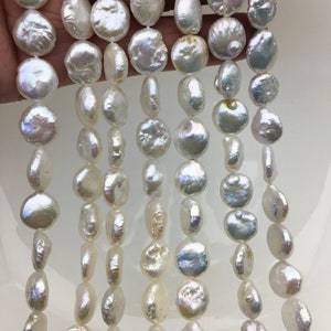 AA+ 11-12.5mm White Coin freshwater pearls,diy bead,flat round pearl bead,COIN12-2A-2-15