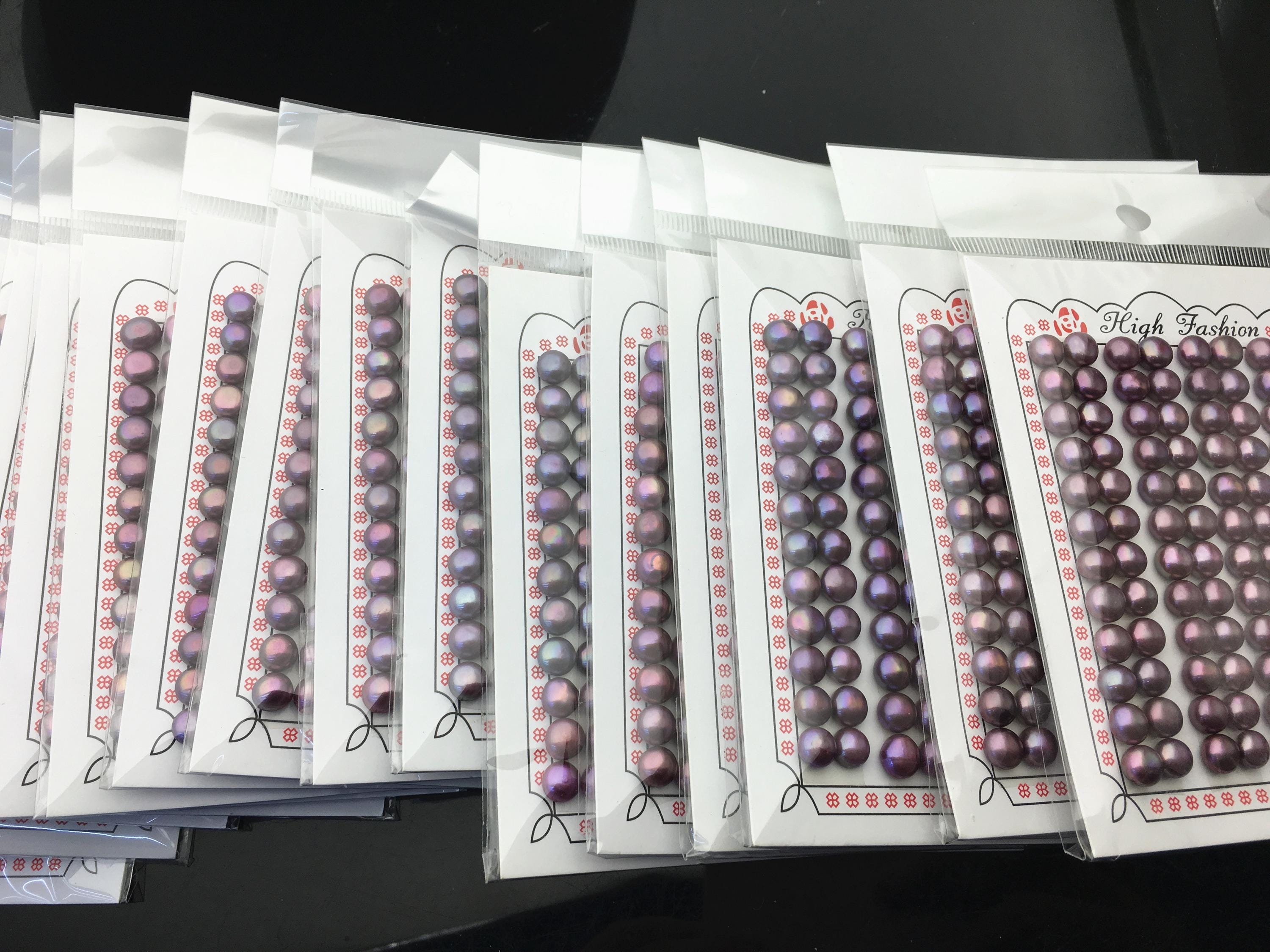 48 pairs AA+ 7-8mm brown button round freshwater pearls pairs,half hole,BTN7-T17