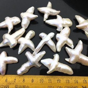 10pcs AAA/AA 18-23mm Fat Cross Freshwater Pearl Loose Pearl Bead White Cross Pearl Loose Bead,no hole,ZS-100-6