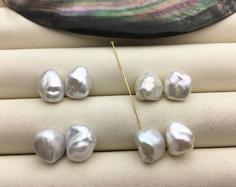 1 pair AAA+ 10-11mm White keshi pearls Pair,for make dangle earrings,baroque pearl,loose pearl beads,very high luster,ZS-127-62-11