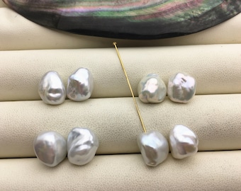 1 pair AAA 10-11mm White keshi pearls Pair,for make dangle earrings,baroque pearl,loose pearl beads,very high luster,ZS-127-62-11