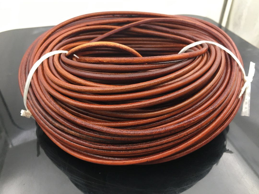 5 Yards 4mm Dark Tan Color Round Leather Cord,wholesale Jewelry