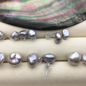 AAA 6/7/8/9mm Gray keshi Freshwater Pearl Stud Earrings,Stud Earrings for Women Girls,SE3-180