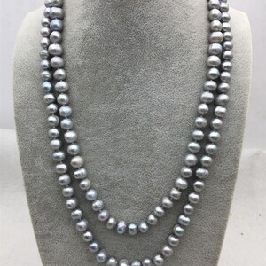 48'' 9-10mm Gray Pearl Necklacedark Gray Pearl - Etsy