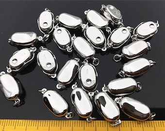 925 sterling zilver of gelegeerd witgoud Bean Shaped Clasp, Easy Push Clasp voor parelarmband ketting, DIY gesp, ASL-CL-008