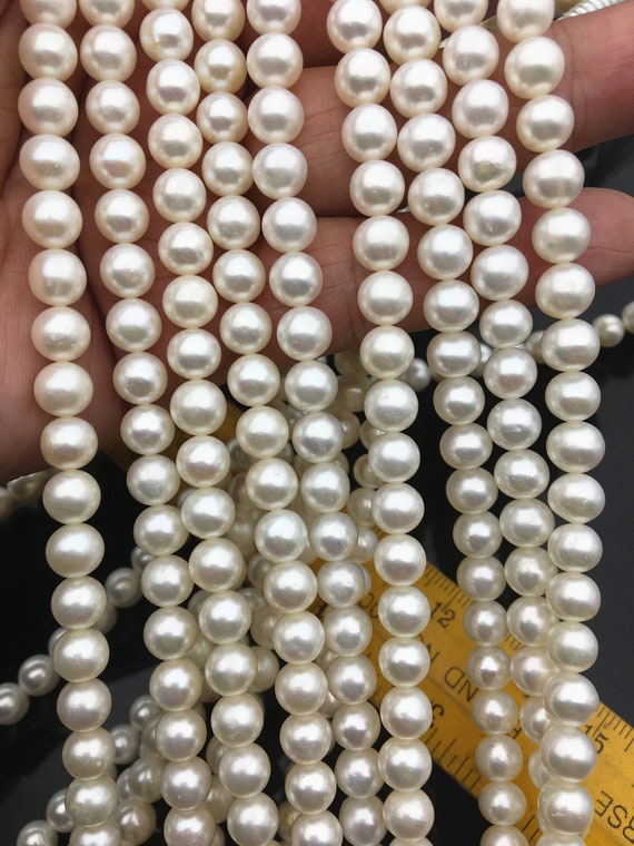 White Round Freshwater Pearl Clean Face Half Drilled Loose Pearls for  Wedding Necklace Earrings Jewelry Making