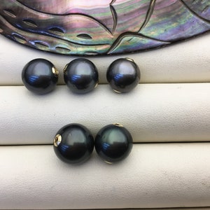 1 pc AA+ 11-13mm 18k gold Gray Green Round Tahitian Pearl Choker Pendant, natural color sea pearl, NC1-030-2