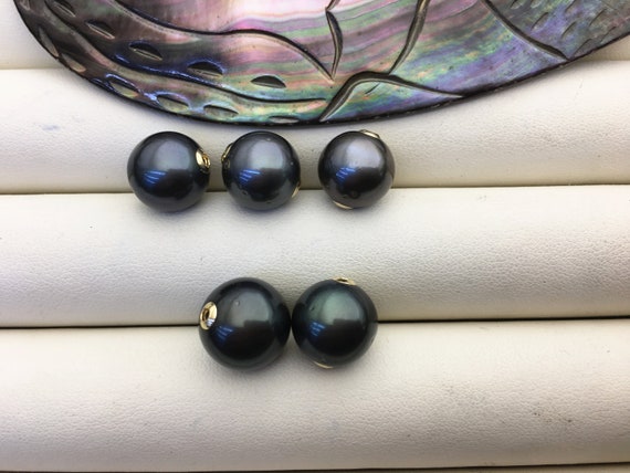 Genuine 11-12mm Natural Tahitian Peacock Green & Black Baroque Pearl Necklace – 18 Inch, Silver Plated