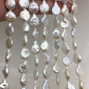 AA+ 11-12mm White Drop Coin freshwater pearls,diy bead,flat round pearl bead,COIN12-2A-2-24