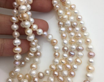 47'' AA 6mm Misc Color Near Round Freshwater Pearl Necklace 47'' AA 6mm Misc Color Near Round Freshwater Pearl Necklace