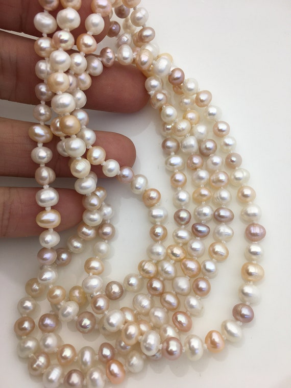 47'' AA 6mm Misc Color Near Round Freshwater Pearl Necklace