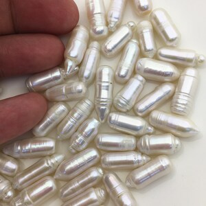 10pcs AA+ 6-8.5mm White Cylinder Shape Freshwater Pearl,0.6mm through hole,ZS-103-18-1