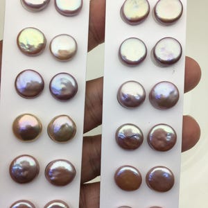 2 pairs AAA 11-12mm Purple Coin Freshwater Loose Pearls Pair,For make Pearl Jewelry,0.9mm half hole,COIN11-3A-3-1