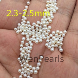 AAA 2.3-2.5mm white near round seed freshwater pearls,half hole,tiny pearl supply,good quality,no hole,half drilled,through hole,RP2-3A-1