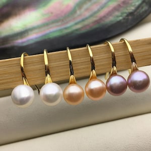 3 paia di orecchini pendenti con perle a tacco alto, perle AAA 6-7mm, orecchini con perle rotonde con bottone da donna, SE3-175-2