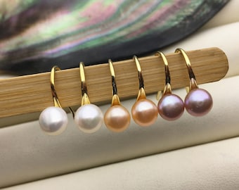 3 pares de pendientes colgantes de perlas de tacón alto, perlas AAA de 6-7 mm, pendientes de perlas redondas con botón para mujer, SE3-175-2