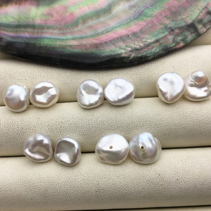 1 pair AAA 10-11mm White keshi pearls Pair,for make stud earrings,baroque pearl,loose pearl beads,very high luster,ZS-127-62-15
