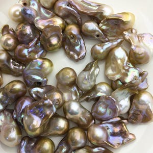 10pcs A+ 12-16mm baroque Natural bronze rainbow color Flame ball Pearl - no hole,FL15-T4-7