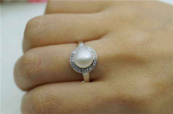Buy Freshwater Pearl Ring,unique Engagement Rings,cz Diamond