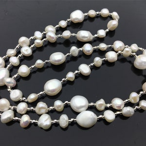30 Inches White Nugget Pearl Long Necklace,white Pearl Necklace,npn1 ...