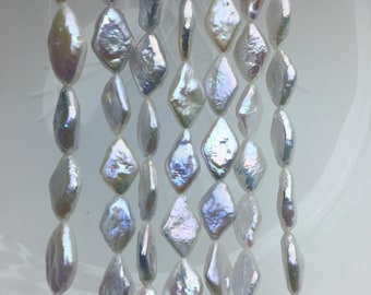 AAA- 9-10x13-15mm White diamond Shape Freshwater Pearl,ZS-103-1