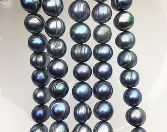 16.5'' AA+ 11.5-12.5mm Blue Green big potato freshwater pearls,CR12-2A-2