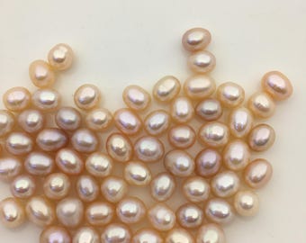 20pcs AAA 7.3-8.3mm*8.5-9.5mm Pink orange rice pearl for Oyster,for wish pearl oyster,for pearl vacuum-packed oysters,LR7-3A-2