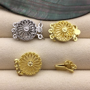 1pc 11.5mm Three Rows 925 sterling silver flower clasp,3 strand clasp,push-in pearl clasp,necklace clasp,fashion jewelry findings,ASL-CL-023