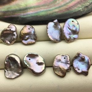 2 pairs AA+ 11-14mm Gray keshi Freshwater Pearl Gray loose Beads Pair,wholesale,ZS-103-37-58