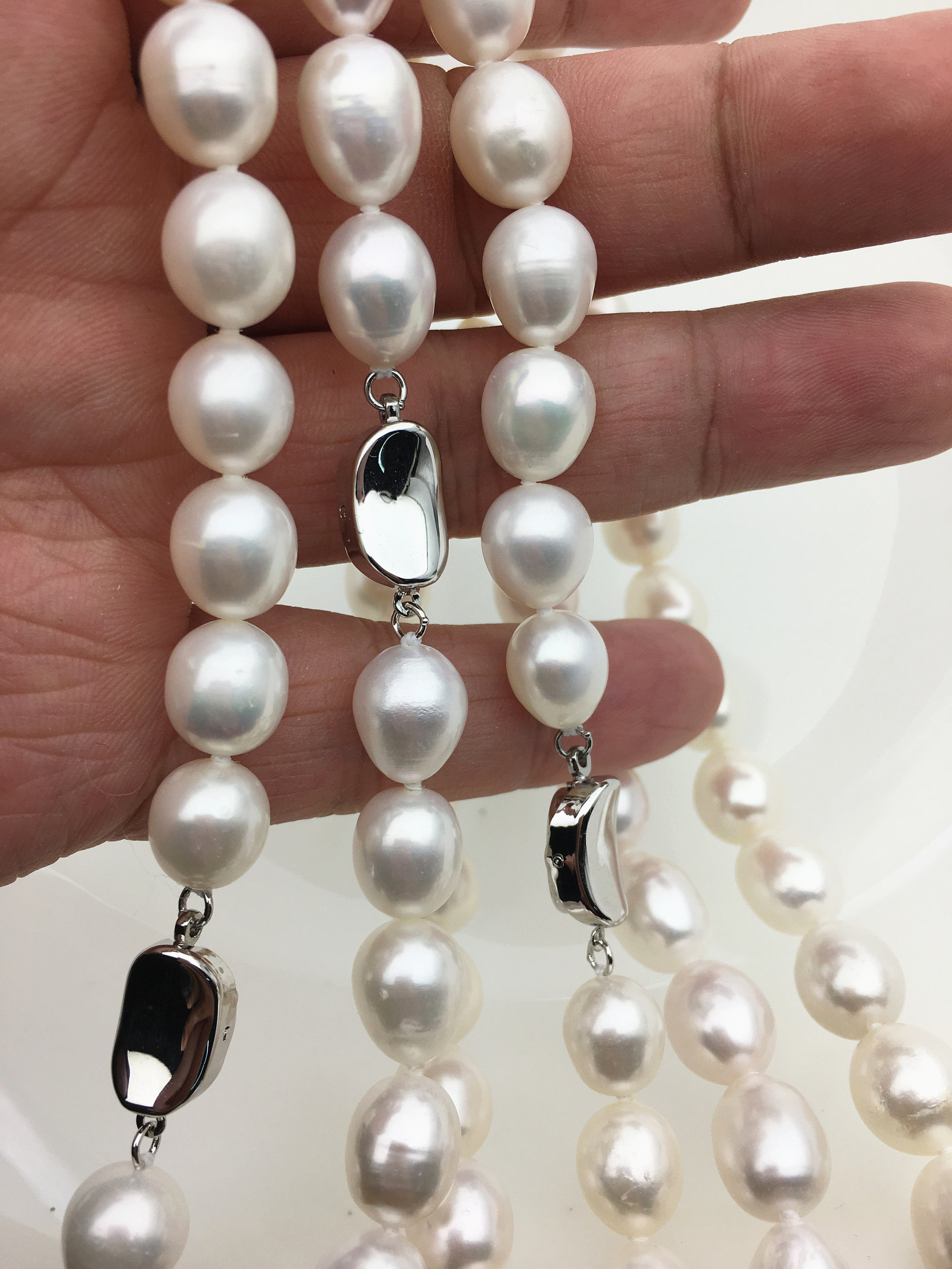 17'' AA+ 10mm Big White Rice Pearl Necklace,npn1-035 - Etsy